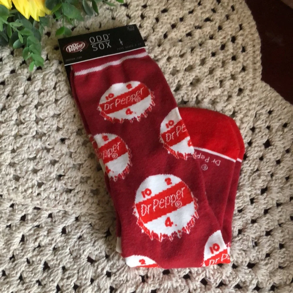 Red Dr. Pepper Logo Crew Socks - Men’s Novelty Socks